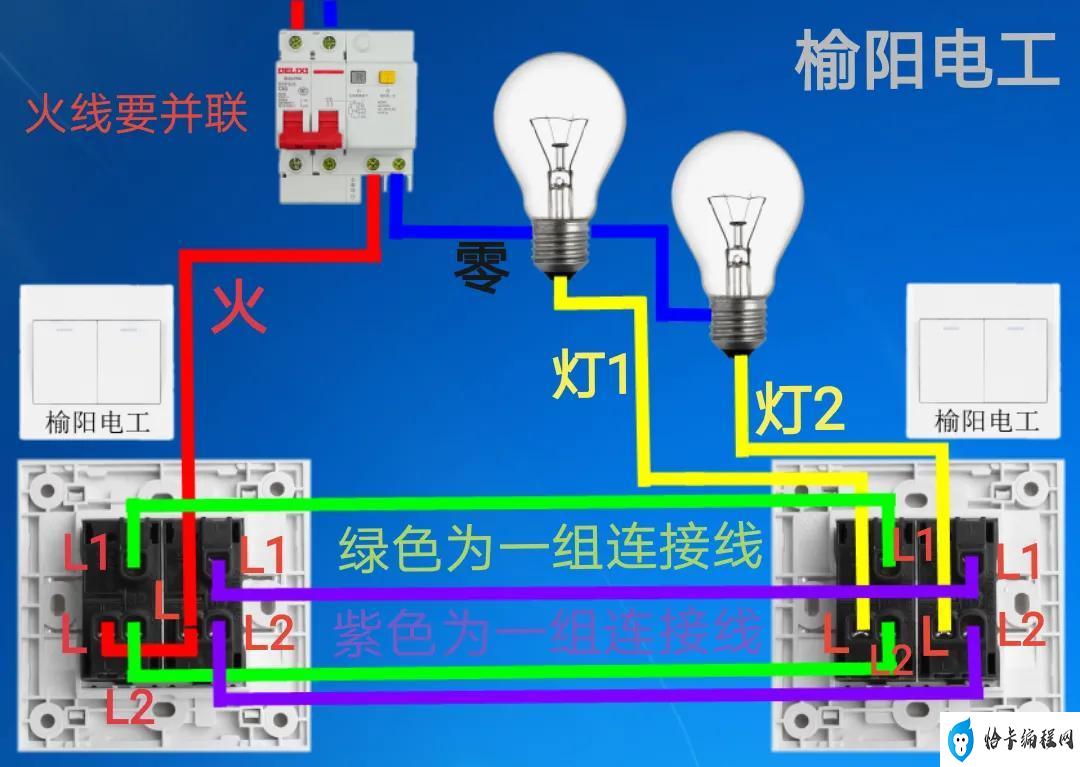 二开双控开关接线示意图(双开双控开关的接线方法图解)