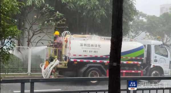 深圳龙华城管回应“暴雨天浇花”