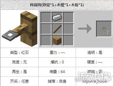 我的世界绊线钩怎么用?(有什么用怎么合成怎么连线)-趣考网