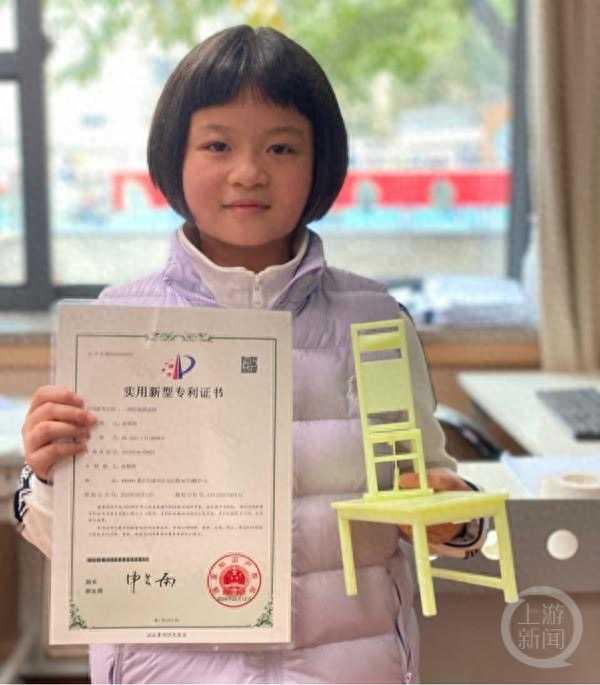 岁女孩发明防地震桌椅获国家专利"