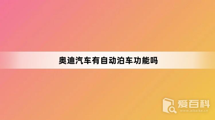 奥迪汽车有自动泊车功能吗？奥迪汽车可以自动泊车吗