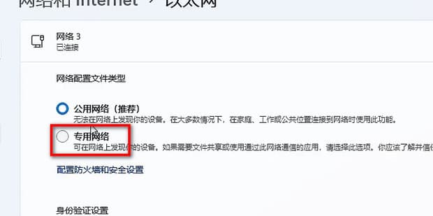 win11怎么将公用网络改为专用