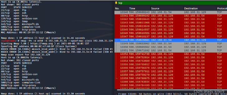 如何利用 Nmap 确定内网设备的服务所使用的端口号？