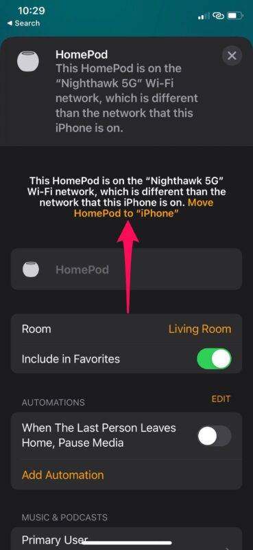 iPhone或iPad上内置HomePod如何修改Wi-Fi网络