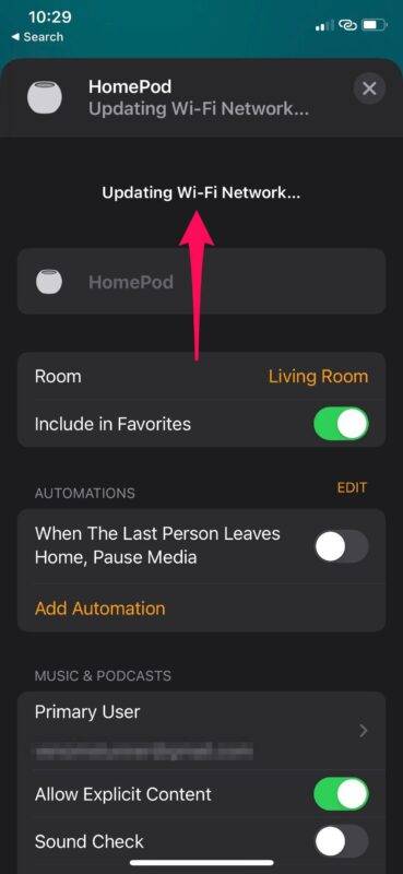 iPhone或iPad上内置HomePod如何修改Wi-Fi网络