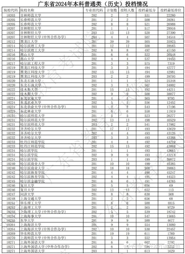 广东高校本科2024年投档线及最低排位(图4)