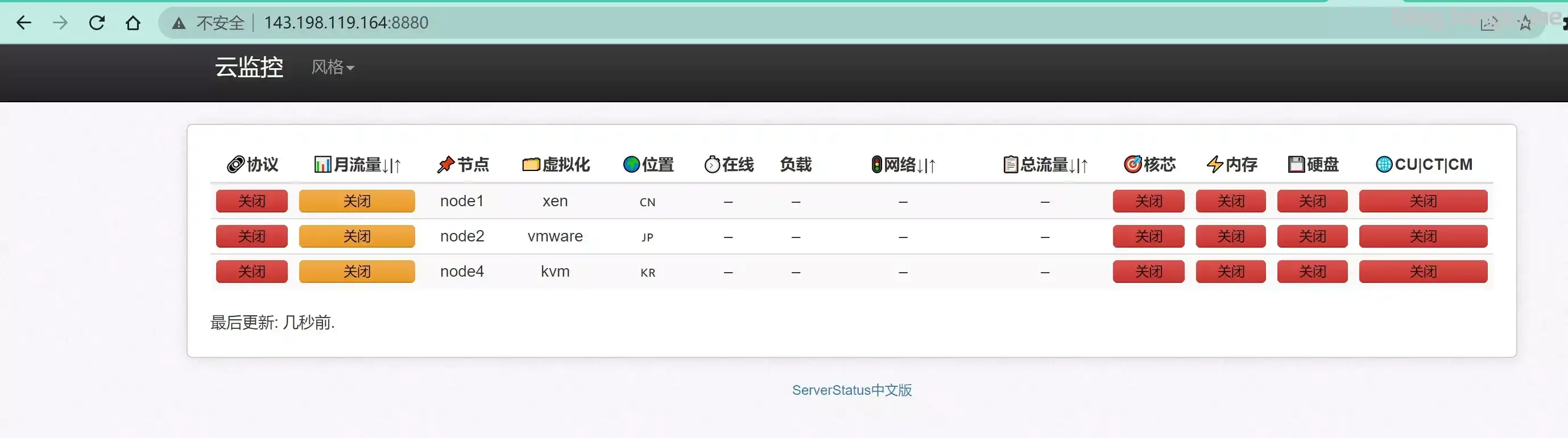 给云或VPS搭建云监控探针