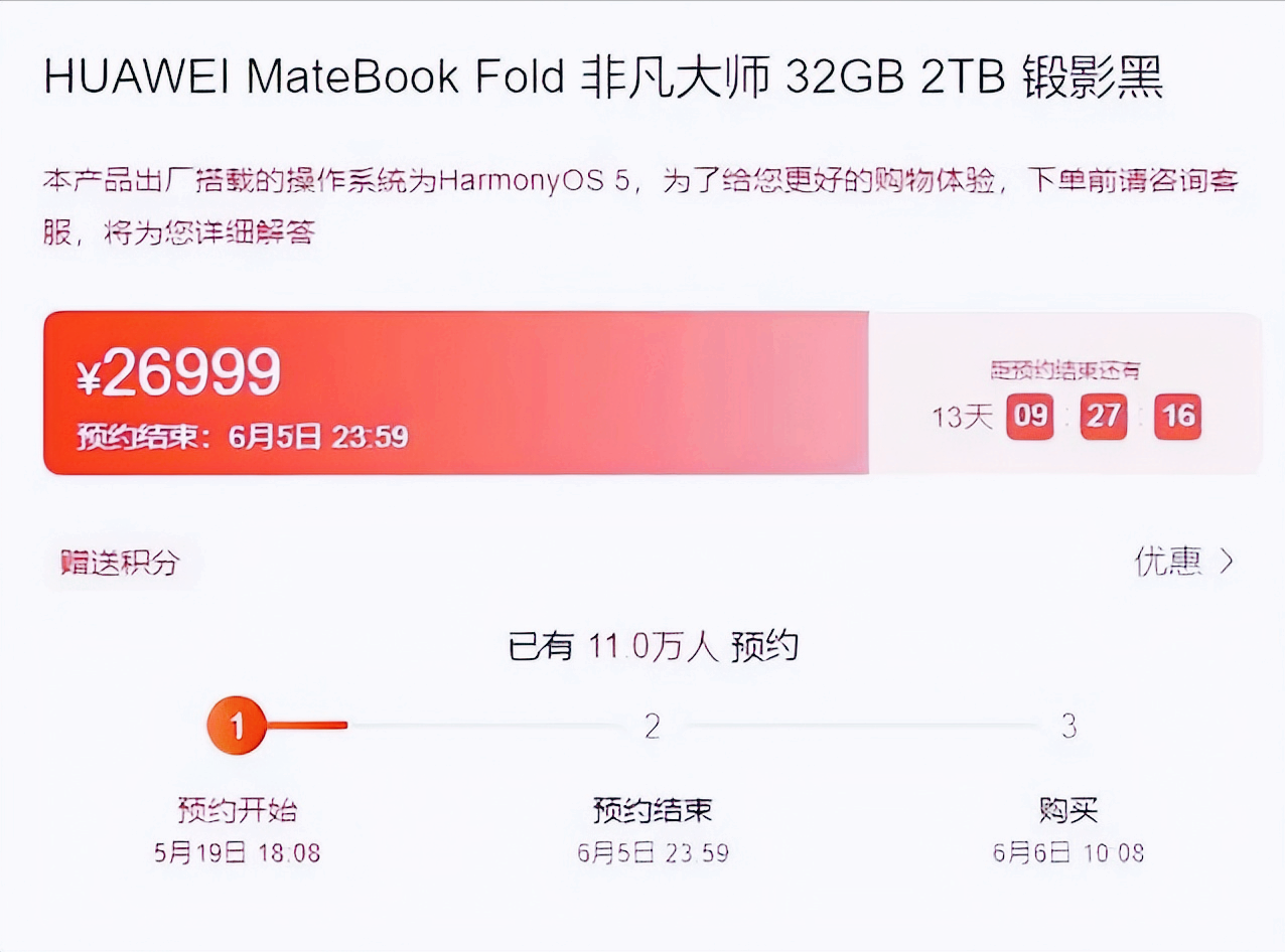 华为鸿蒙折叠PC抢疯了，超15万人预约+加价3880元，还是一机难求