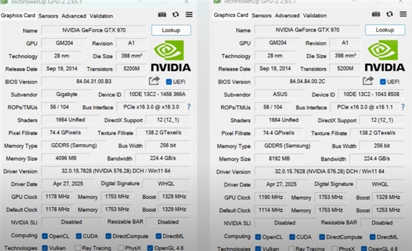 11年前的GTX 970升到8GB显存游戏实测：比原版快了40%！-图1