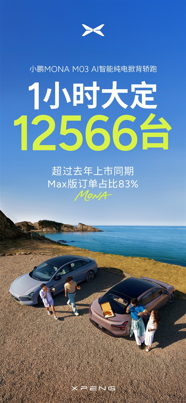 订单爆了！小鹏MONA M03新版1小时大定破1.2万：都在买智辅版-图1