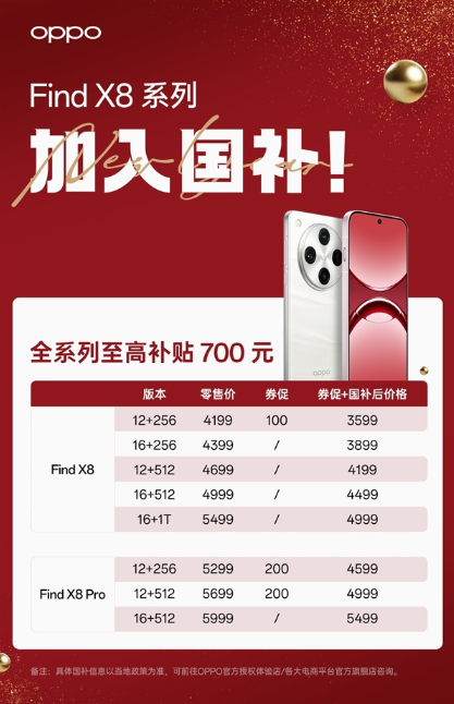 OPPO Find X8加入国补计划：最高省700元 换机正当时-趣考网