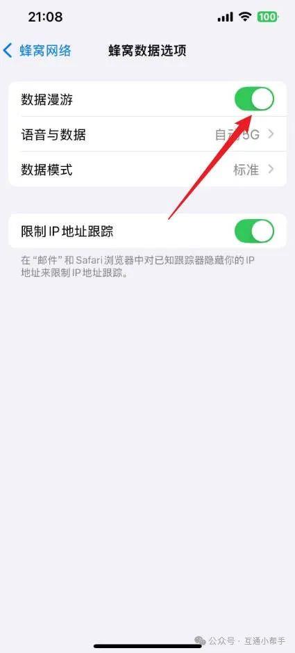 苹果手机漫游在哪里打开
