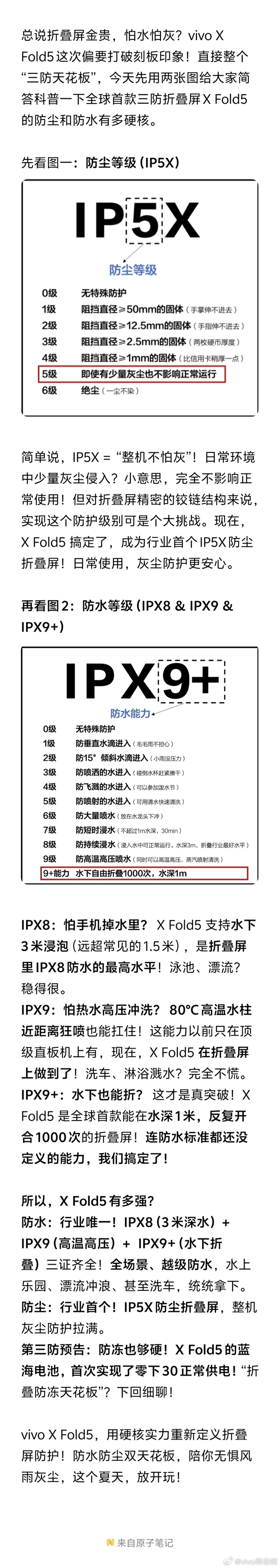 全球最轻+全球首款三防折叠屏！vivo X Fold5突破行业极限