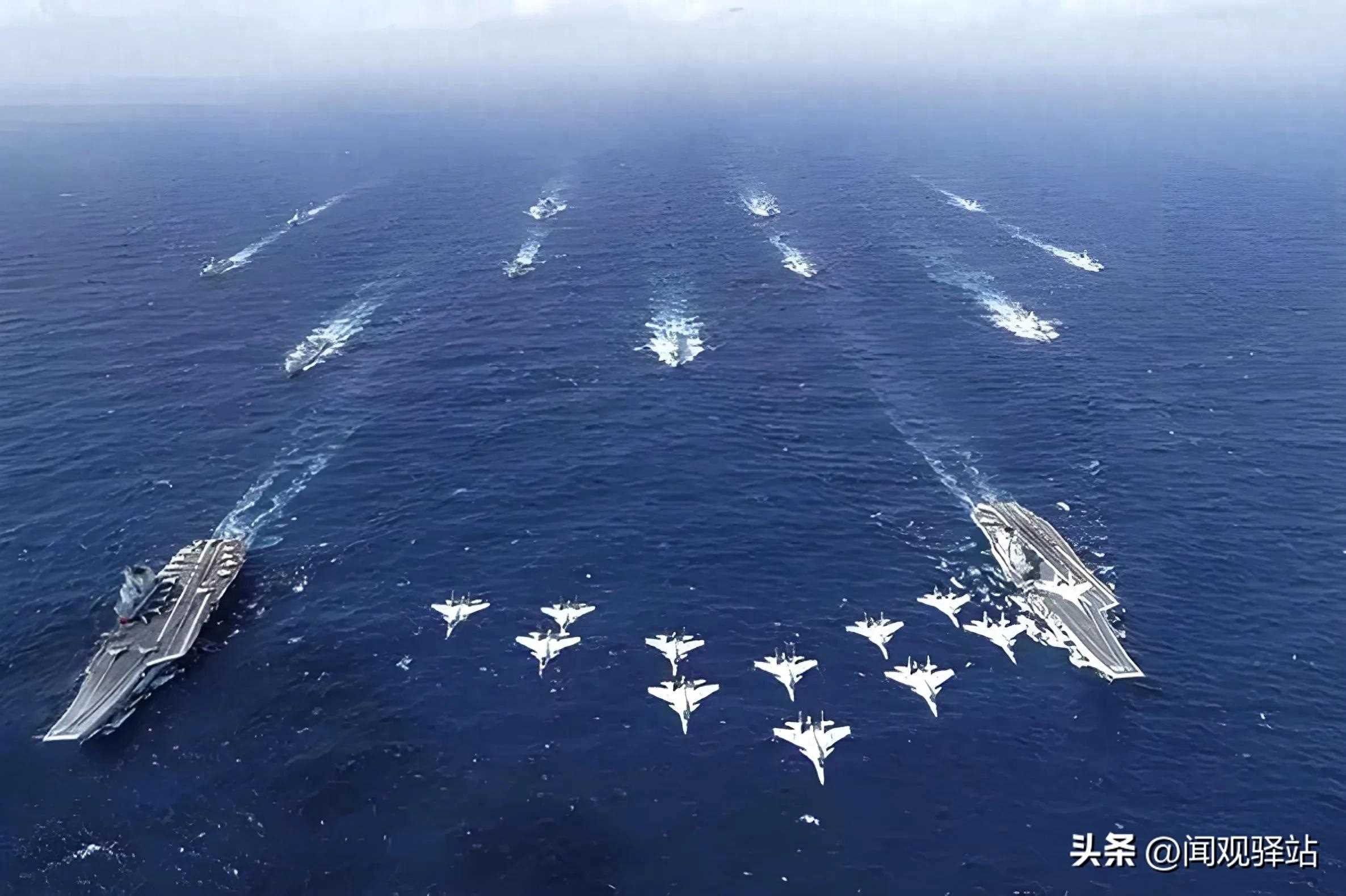 震撼!中国双航母首次西太演练,迈向深蓝的里程碑