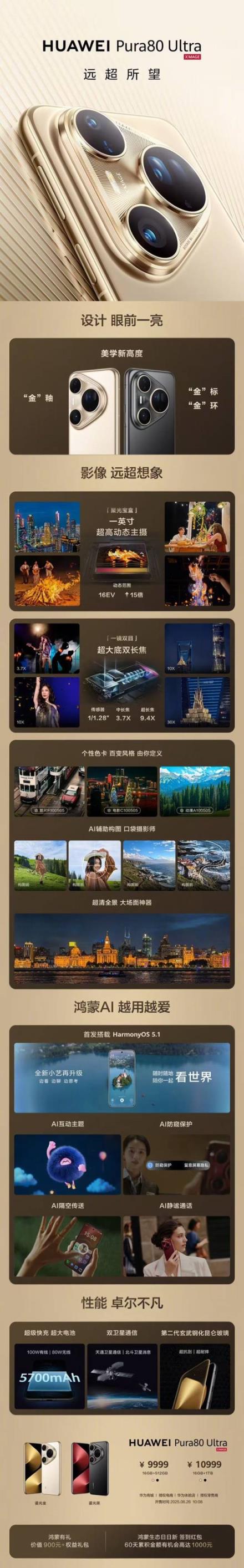 华为Pura80 Ultra手机正式开售！9999/10999元(图2)
