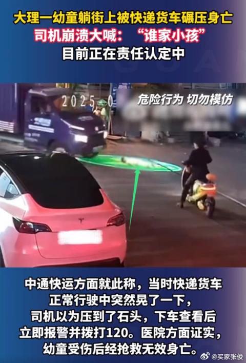 云南一男童躺街上被碾身亡 司机称视线盲区孩子父母应担责：网友