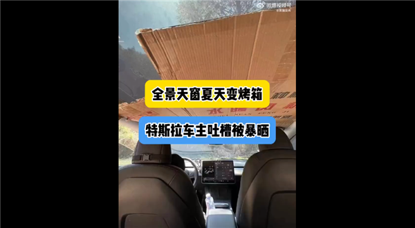 车主吐槽特斯拉全景天窗夏天变烤箱：无奈贴上了大纸壳 羡慕小米SU7解决方案(图2)
