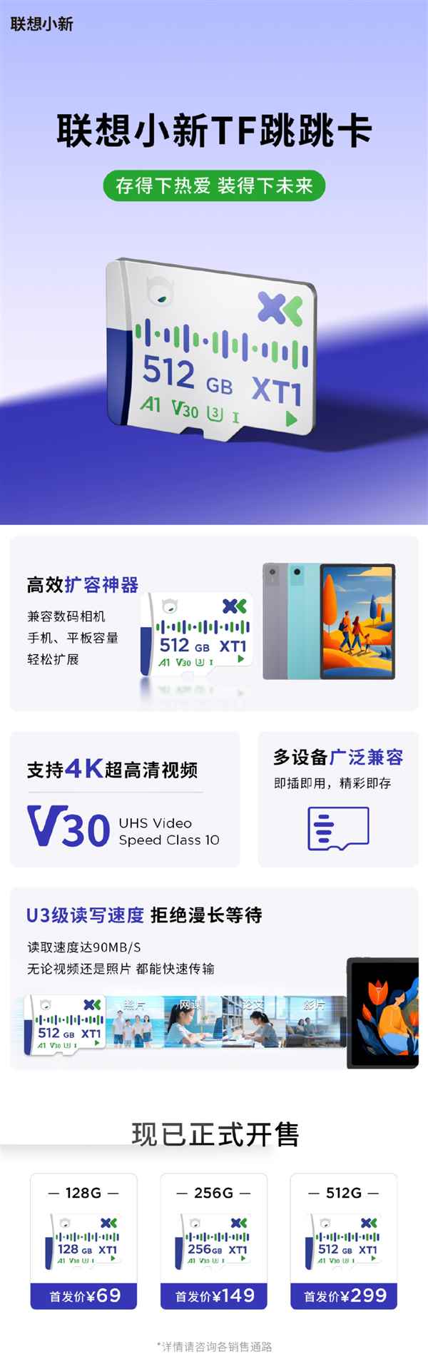 69元起！联想发布拯救者高能游戏TF卡/小新TF跳跳卡：最高读速170MB/s(图3)