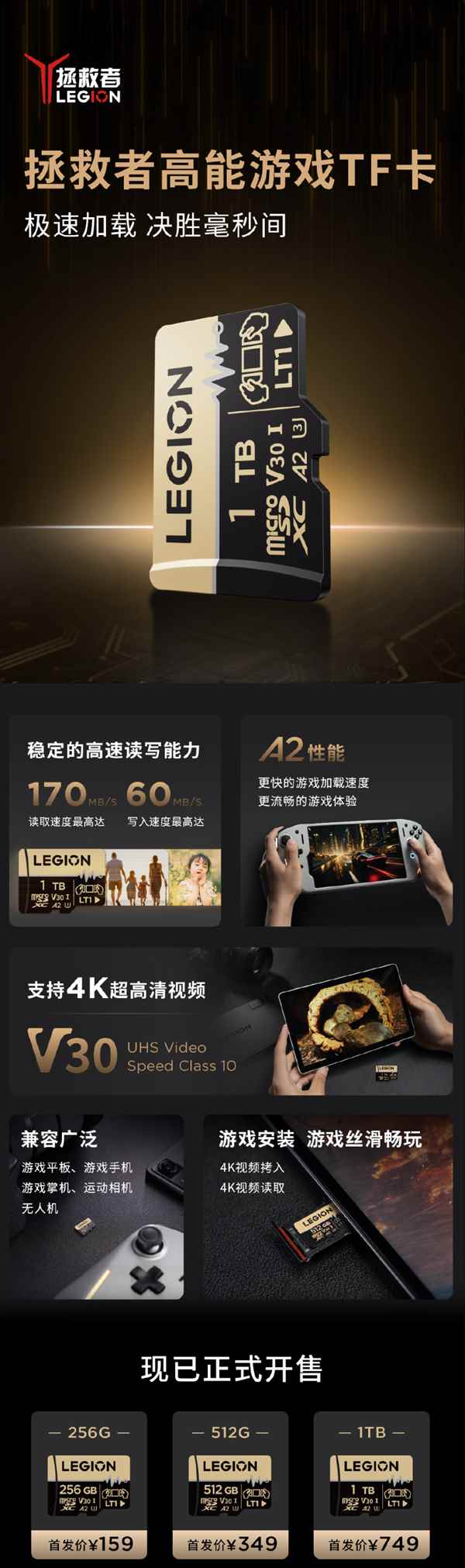69元起！联想发布拯救者高能游戏TF卡/小新TF跳跳卡：最高读速170MB/s(图4)