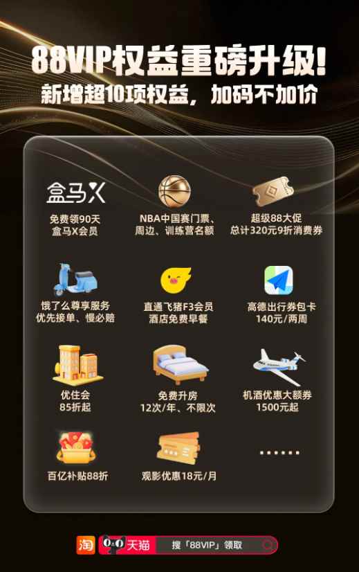 今天起！88VIP权益再更新：88元可开通盒马X会员年卡(图2)