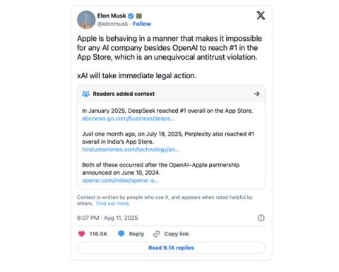 马斯克起诉苹果偏袒OpenAI：却被网友用DeepSeek打了脸！(图2)