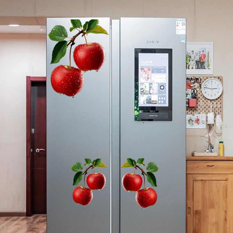 高清苹果图案冰箱贴纸,厨房里的艺术装饰,快来装点你的生活吧!-图1 高清苹果图案冰箱贴纸,厨房里的艺术装饰,快来装点你的生活吧!-图1