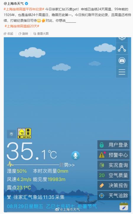 上海连续24天高温 追平百年纪录！坏消息 还要继续(图1)