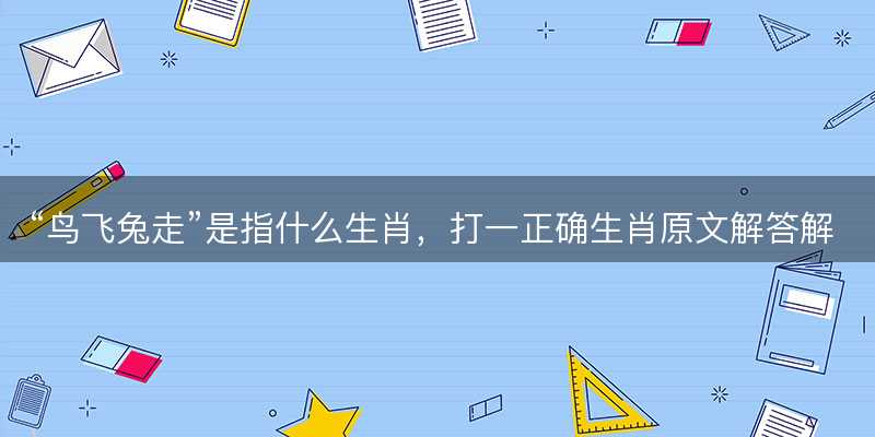 鸟飞兔走是指什么生肖-图1 鸟飞兔走是指什么生肖-图1