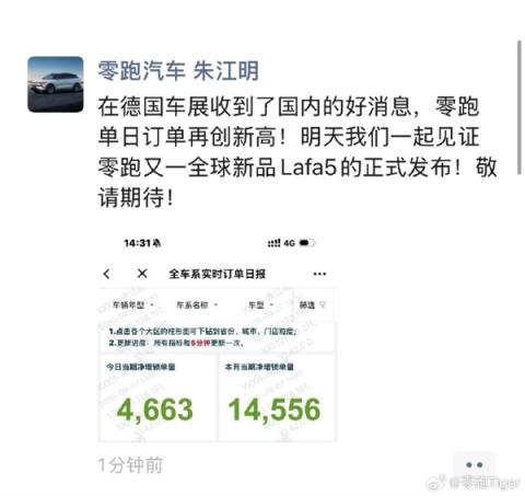 造车新势力第一！零跑势如破竹 单日订单再创新高(图1)
