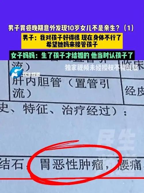 男子胃癌晚期发现10岁女儿非亲生