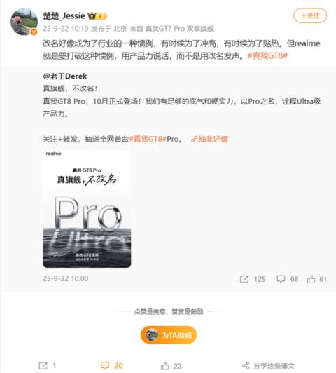 真我GT8Pro不改名！真我CMO：用产品力说话 而不是用改名发声(图1)