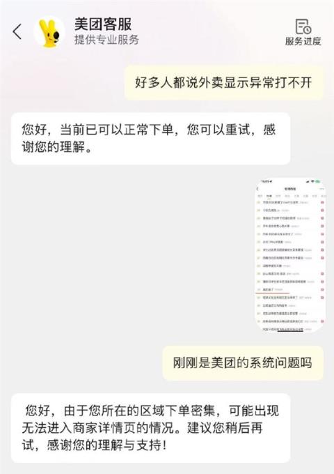 “美团崩了”登上热搜 客服回应页面异常：区域下单密集所致(图3)
