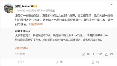 真我GT8Pro没改名承受了一些骂名  CMO：真没有你们以为的那个意思(图1)