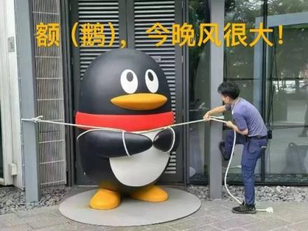 腾讯捆绑play“拴Q”！吉祥物被绑花式防台风(图1)