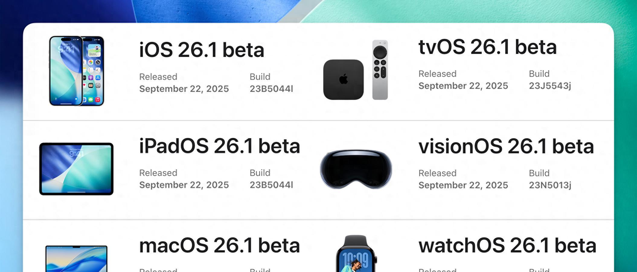 苹果发布iOS26.1首个测试版，新功能及变化汇总