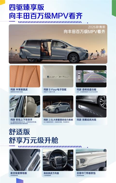 26.98万元起！2026款赛那上市：首推四驱航空座椅款(图2)