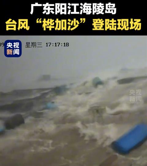 台风“桦加沙”在广东阳江登陆！央视公布登陆瞬间(图1)