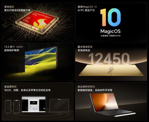 全球首款第五代骁龙8至尊版平板！荣耀MagicPad3Pro13.3支持iOS、鸿蒙互传