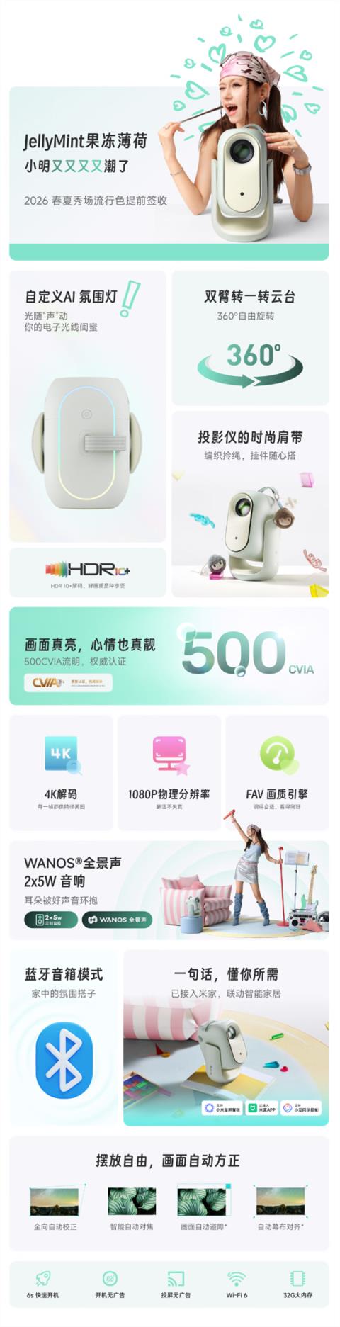 到手价1089元！小明Q6智能投影仪发布：500CVIA流明亮度、接入米家/小爱(图5)