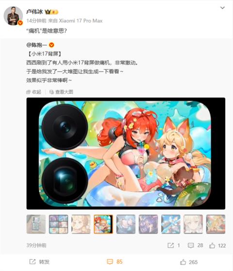 小米17Pro背屏做痛机爆火 网友：二次元痛机才是最大卖点
