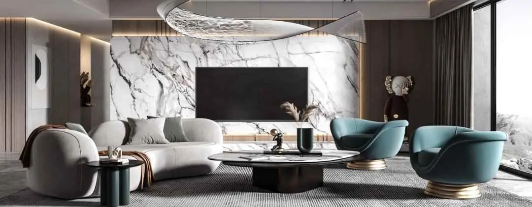 电视墙为什么用大理石？大理石电视背景墙这样设计，效果真不错