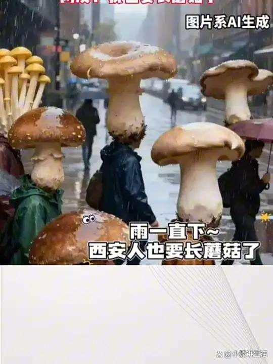 陕西西安:连续降雨一个多月?遍地长满了蘑菇?城墙布满青苔!