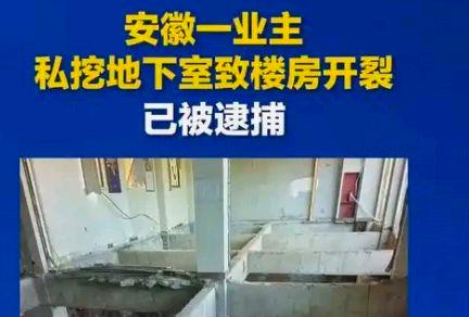 业主私挖地下室致楼房开裂已被逮捕?网友:好把自己挖进监狱