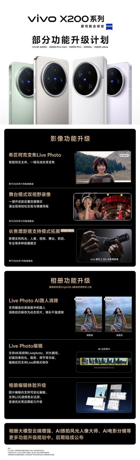 拍摄更强了！vivoX200系列功能升级：舞台模式双视野录像来了(图1)