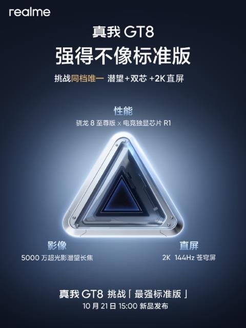 挑战最强标准版！真我GT8公布：同级唯一潜望长焦+理光GR影像(图4)