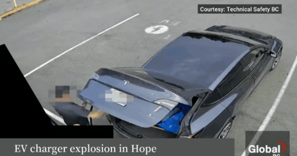 特斯拉充电时爆炸 车主被炸飞！调查报告公布：第三方转接头的锅(图1)