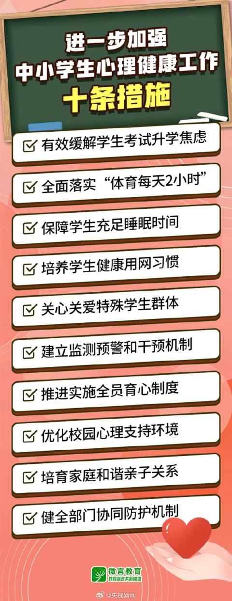 加强中小学生心理健康!教育部发布10条举措:有效缓解学生考试升学焦虑(图1)