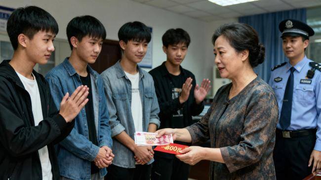 四小伙捡900元归还,每人获奖100元!