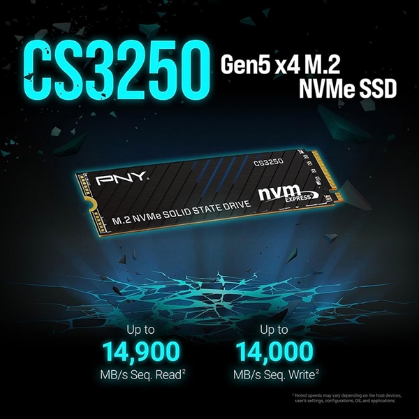 跑满14.9GB/s！PNY发布旗舰PCIe5.0 SSD：1TB 894元起