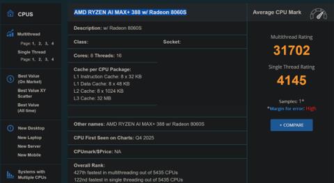 售价更亲民！AMD锐龙AIMax+ 388现身：旗舰同款Radeon8060S(图1)